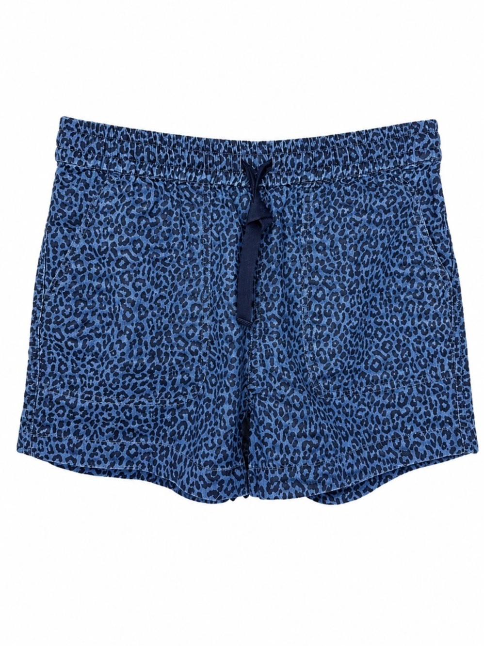 NWOT J. Crew Seaside Shorts Indigo Leopard Cotton, XS Drawstring Pull-on